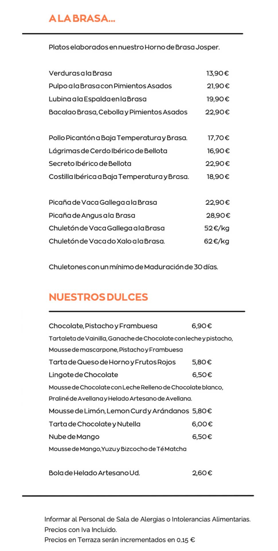 Carta de Mesón A Cepa en A Coruña
